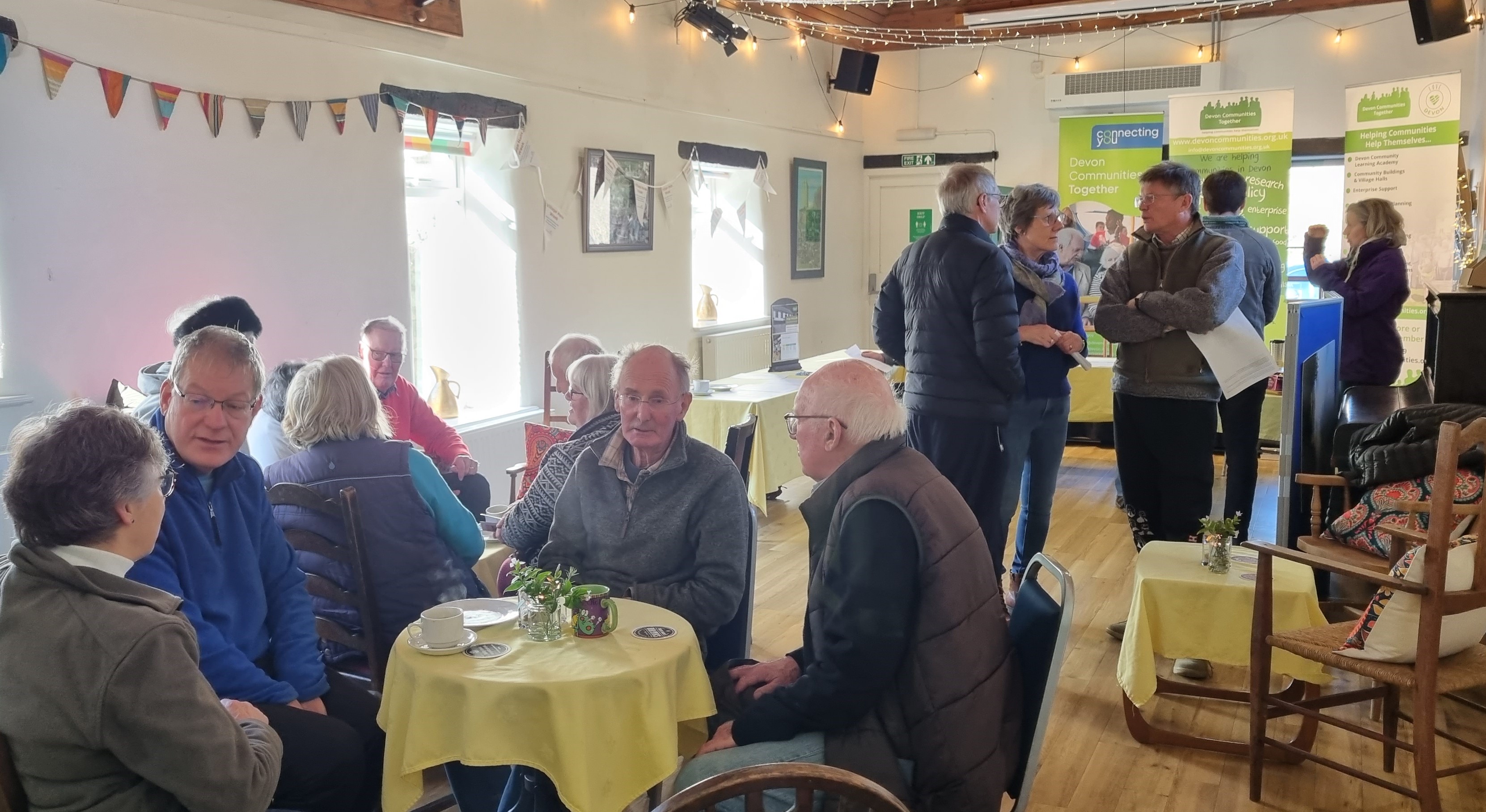 People in village hall