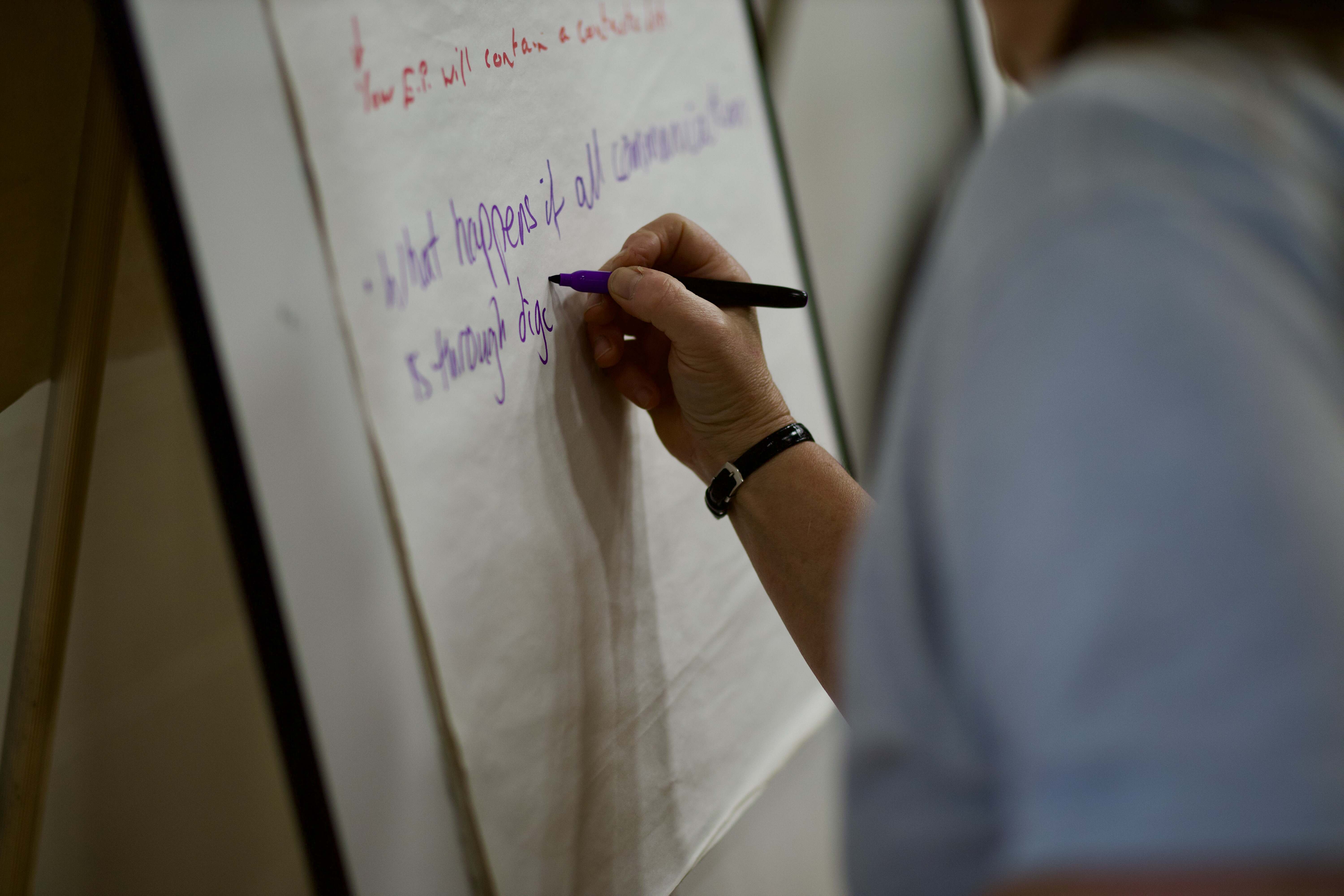 Facilitator writing on a flipchart