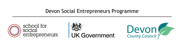 logos of school for social entrepreneurs, UK Government and Devon County Council