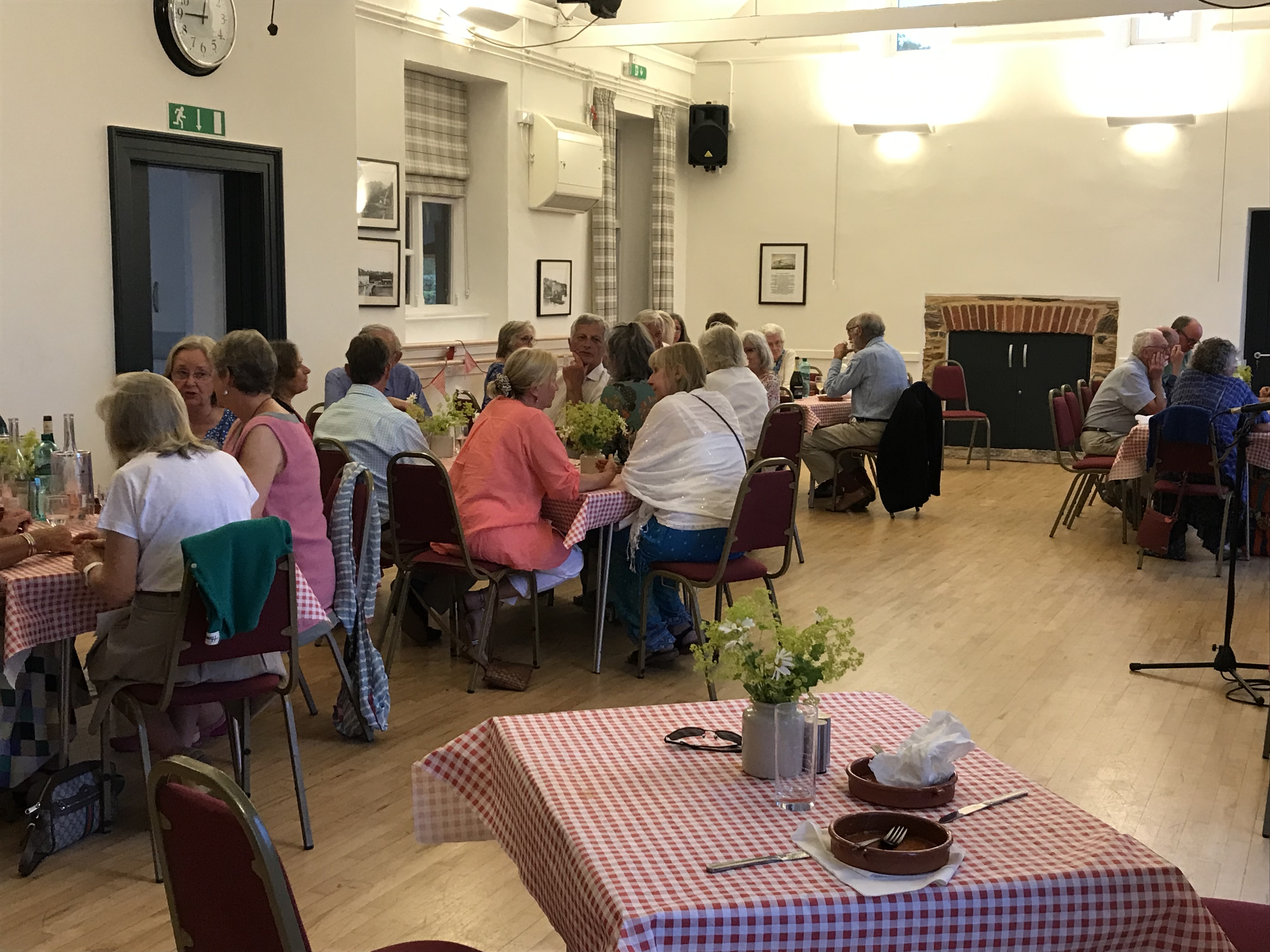 Local residents enjoying a Paella night at Dittisham Village Hall 