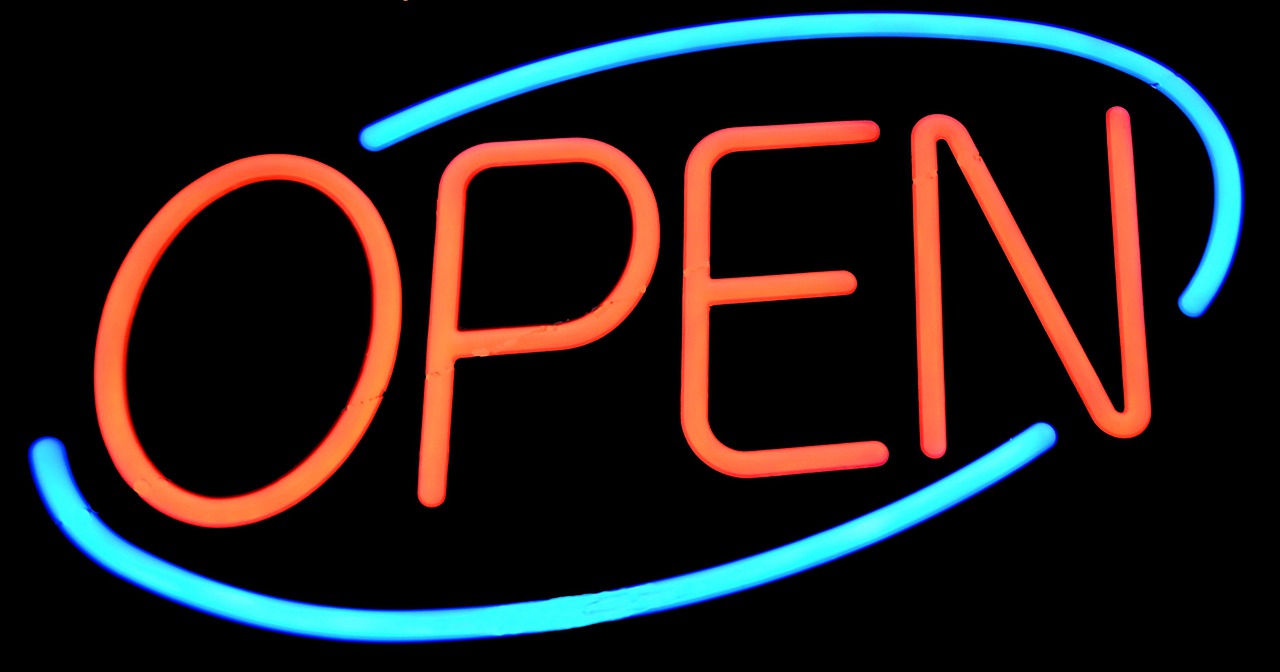 open neon sign