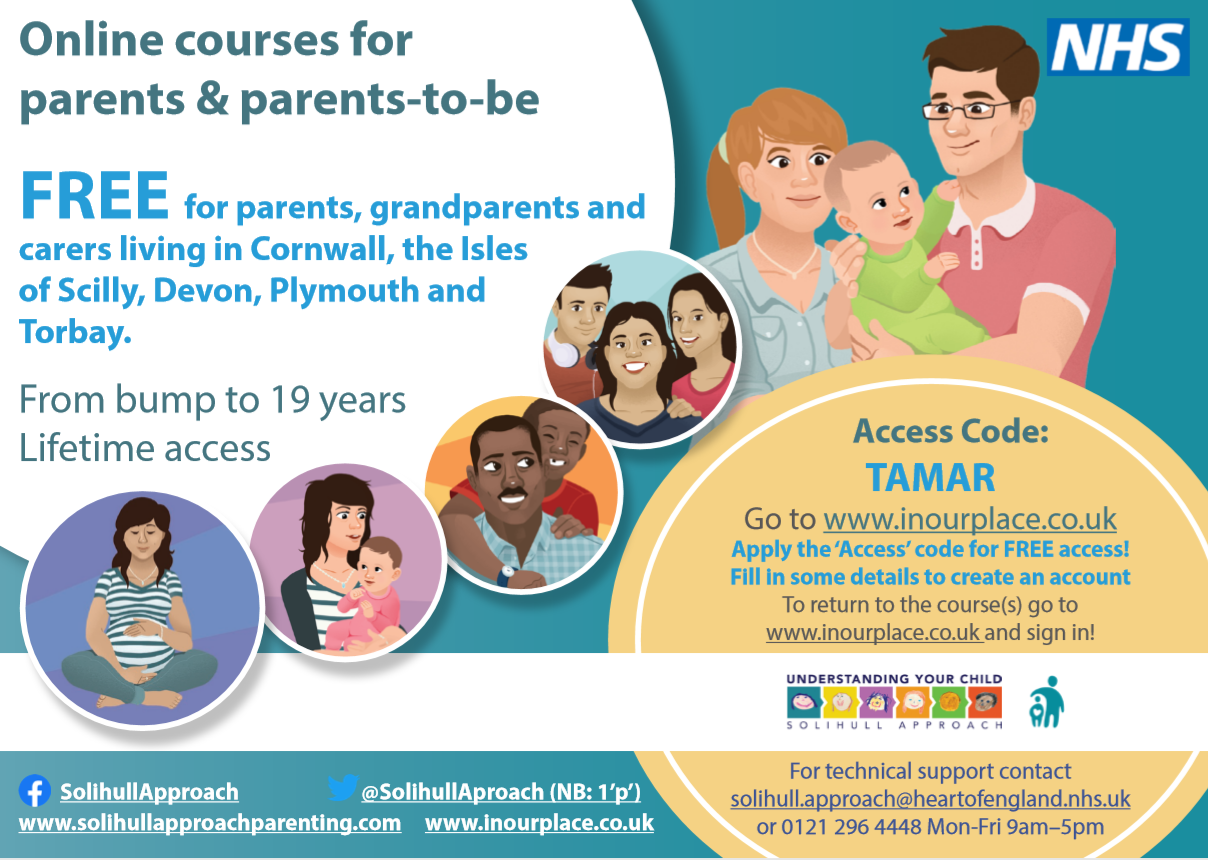 Free online antenatal, postnatal and parenting courses poster