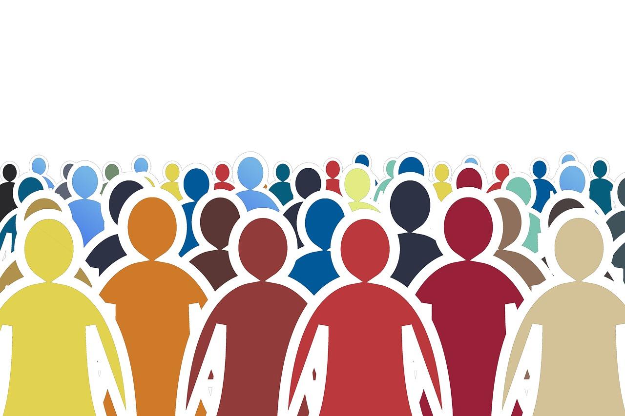 Group of multi coloured stick people images