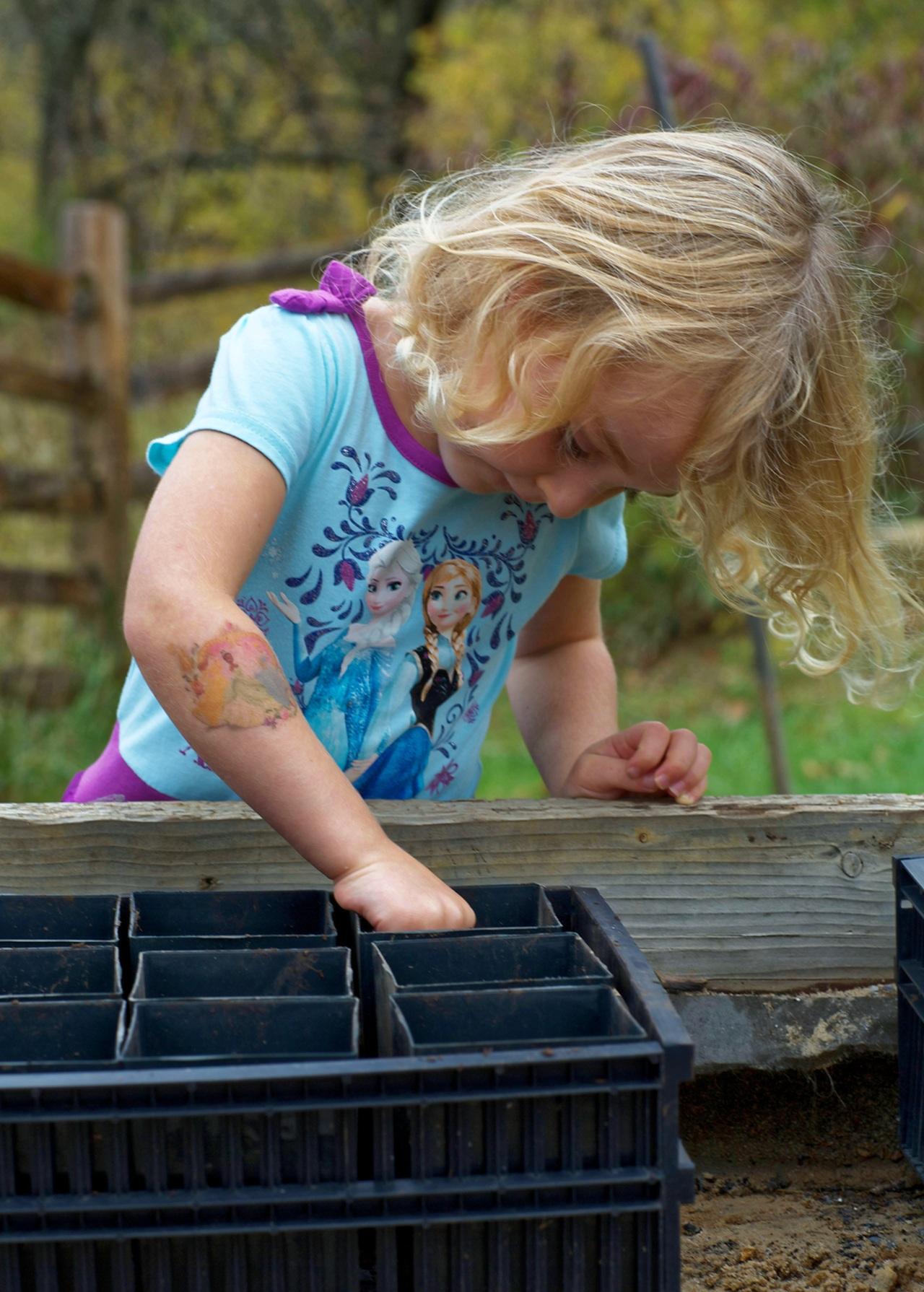 child planting seedlings