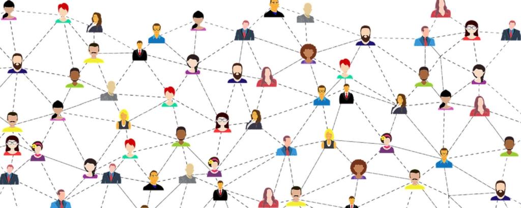 illustration of diverse people forming a network