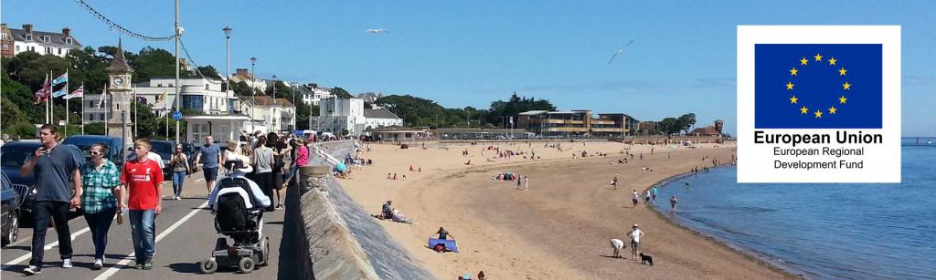 Exmouth Sea front and ERDF logo