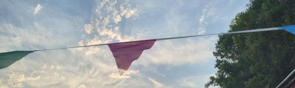 Banners and a blue sky