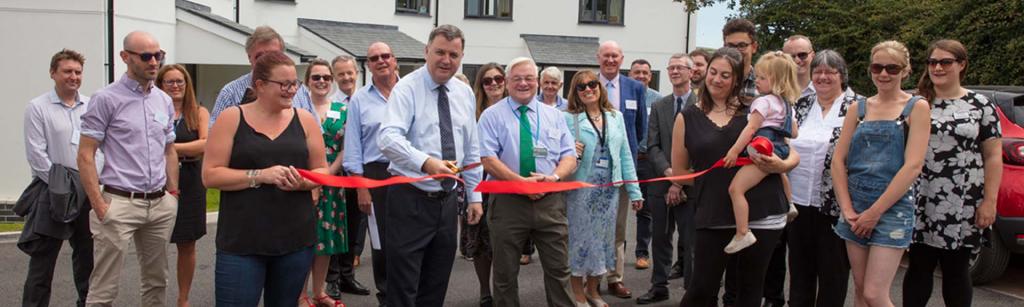 Ribbon cutting the new affordable rural housing at south tawton