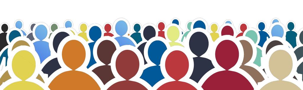 crowd on simple colourful graphic people
