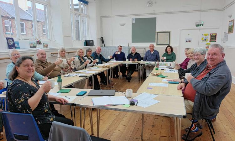 people in village hall