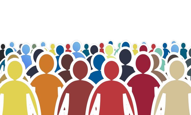 Group of multi coloured stick people images