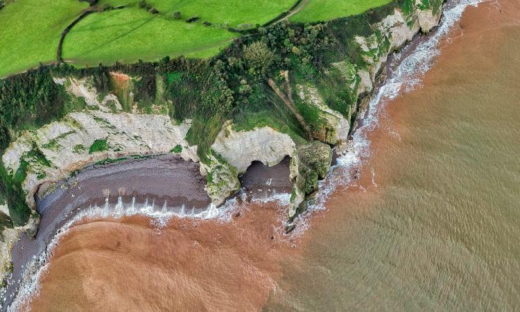AERIAL SHOT OF EAST DEVON COASTLINE