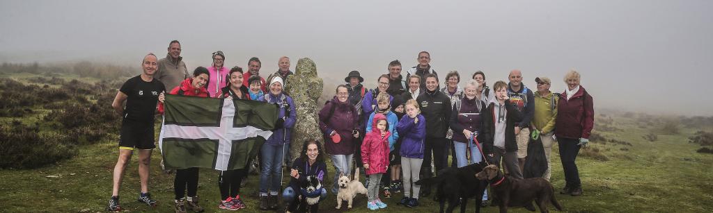 the first group of walkers launch the Walk for Widecombe