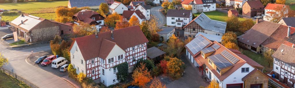 Aerial view of village hall