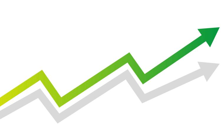Green zig zag arrow going upwards