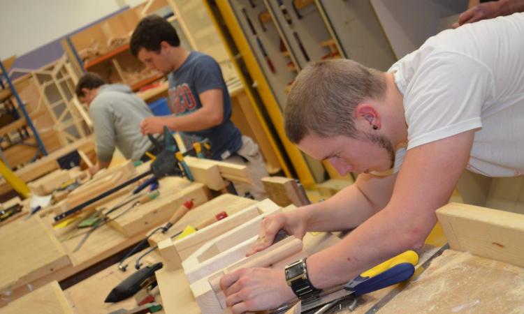 Construction students at South Devon College 